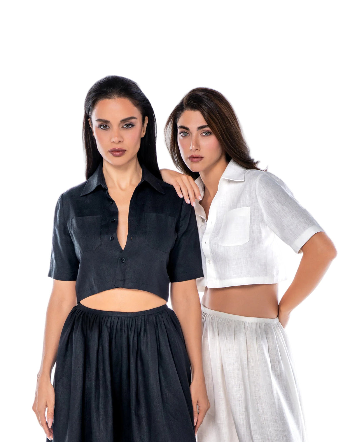 The Bloom Cropped Shirt in black and white by LA POIS